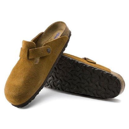 BIRKENSTOCK BOSTON SOFT FOOTBED SUEDE LEATHER CLOGS